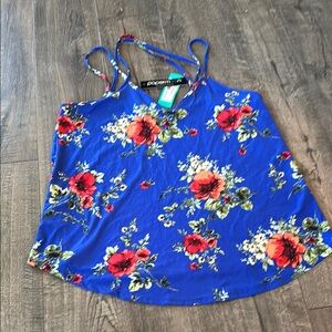 Papermoon Floral Blue Spaghetti Strap Top medium NWT